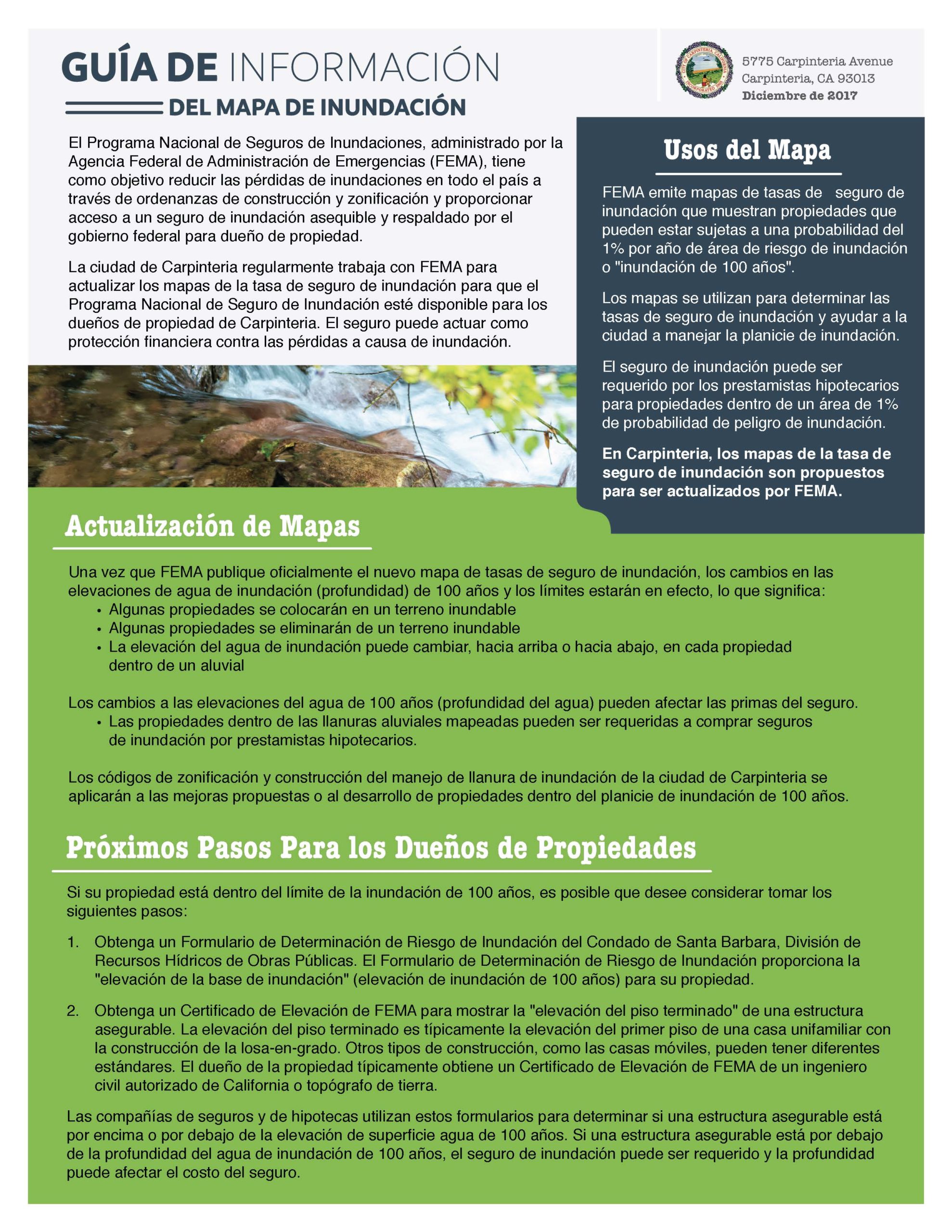 Flood Hazard Revisions Fact Sheet Spanish Page 1
