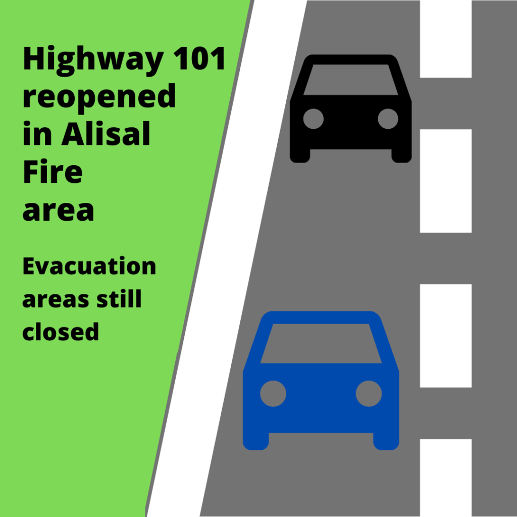 Highway 101 Reopened, Evacuation Zone Remains