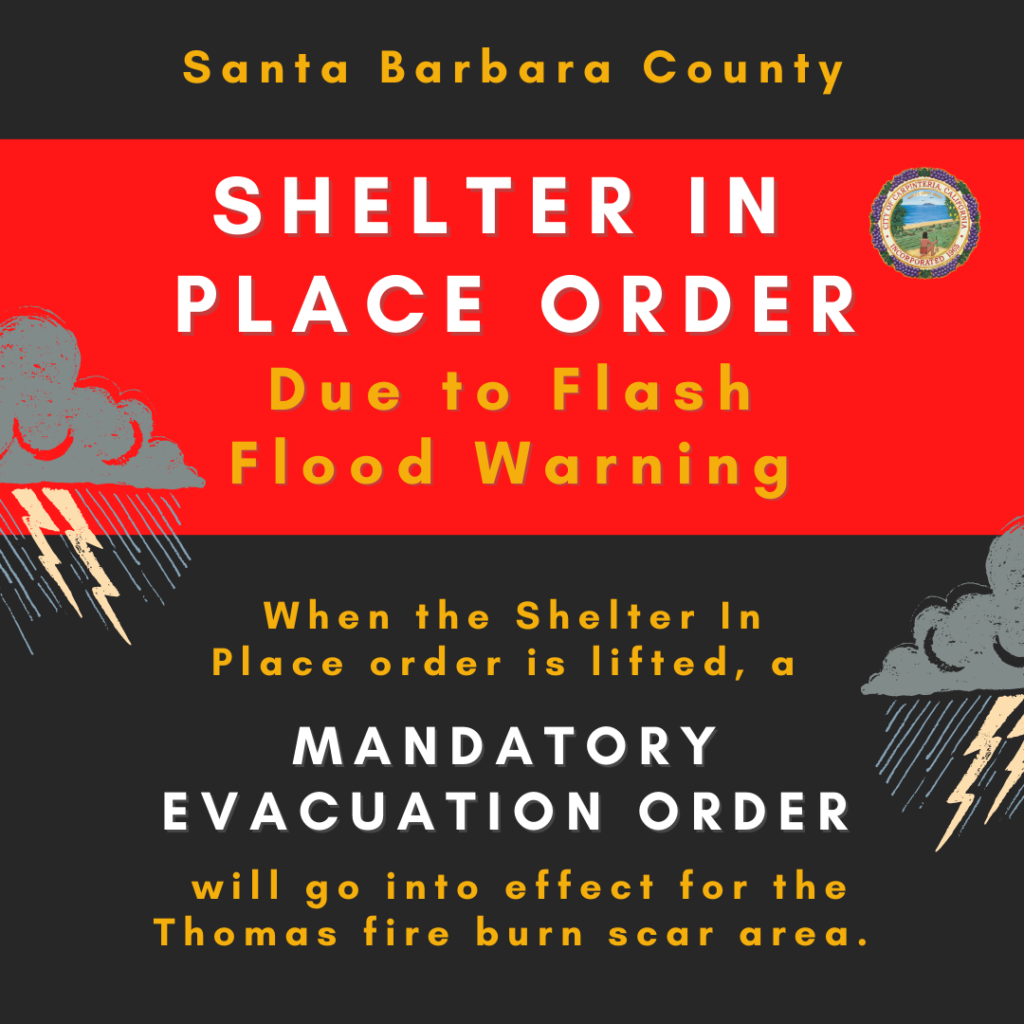 Shelter in Place Order Issued