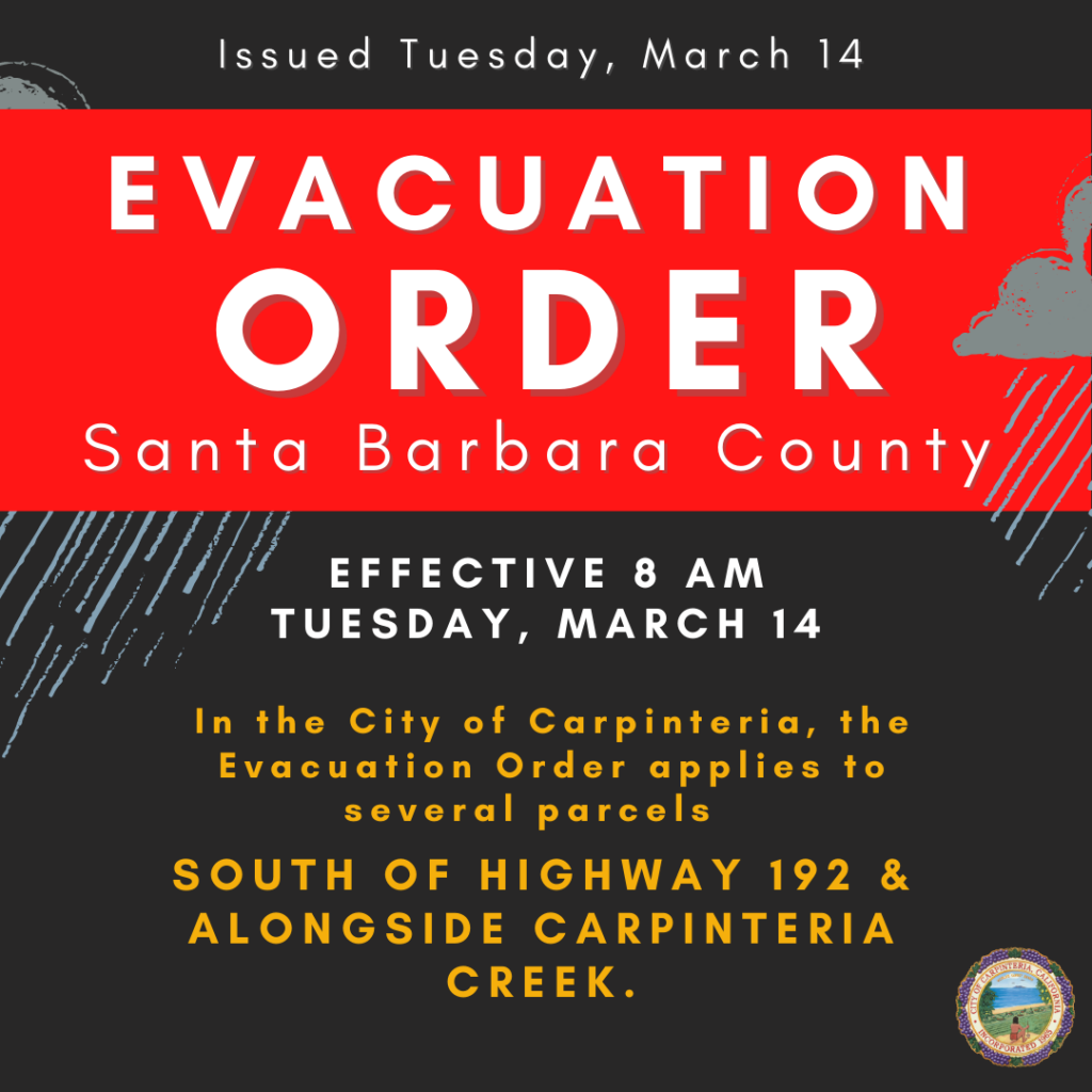 EVACUATION ORDER ISSUED: MARCH 14 AT 8 AM