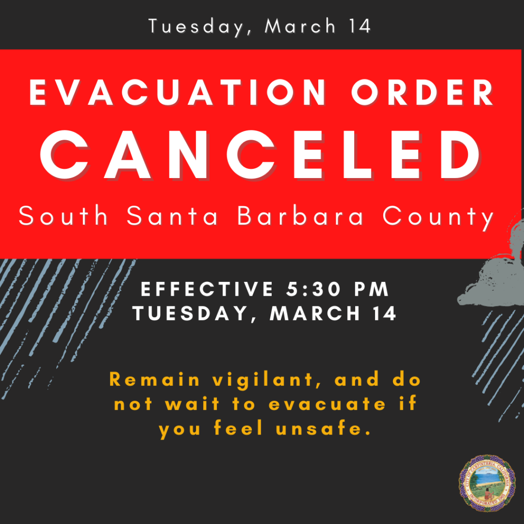 SB County Cancels Evacuation Orders