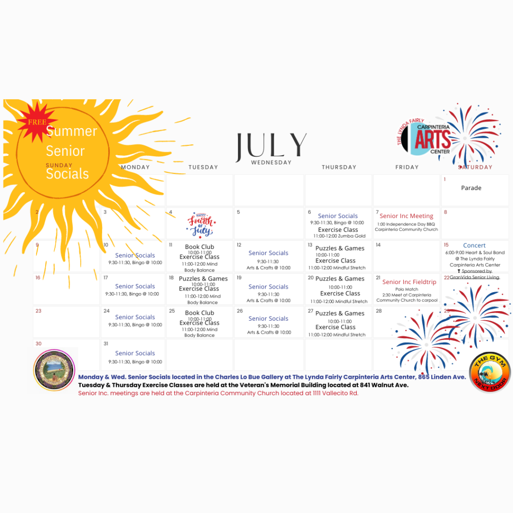 July calendar released for Senior Programs