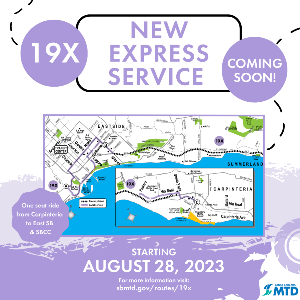 New express MTD bus from Carp to SBCC