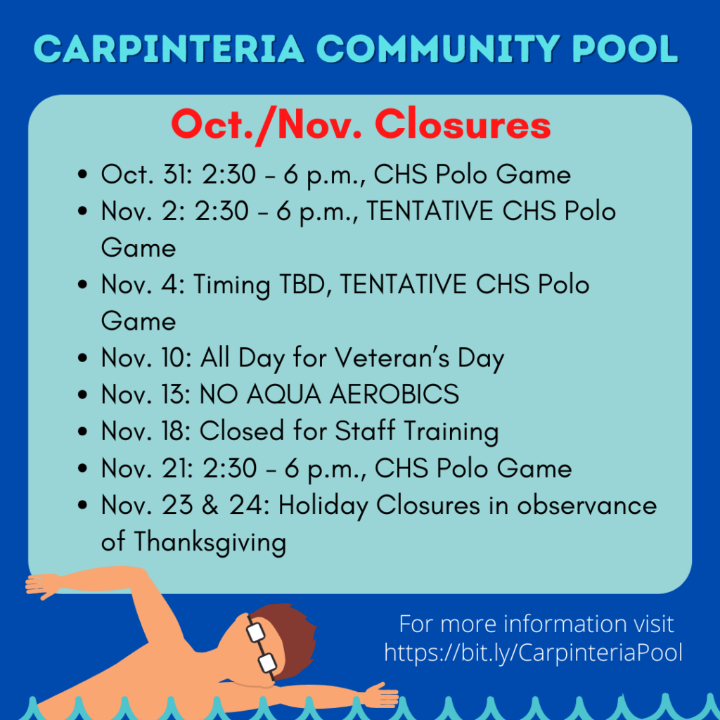 Community Pool announces November schedule changes