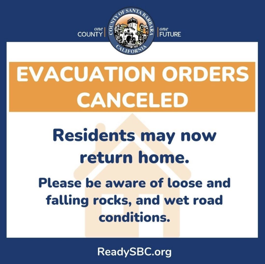 Evacuation Orders Canceled