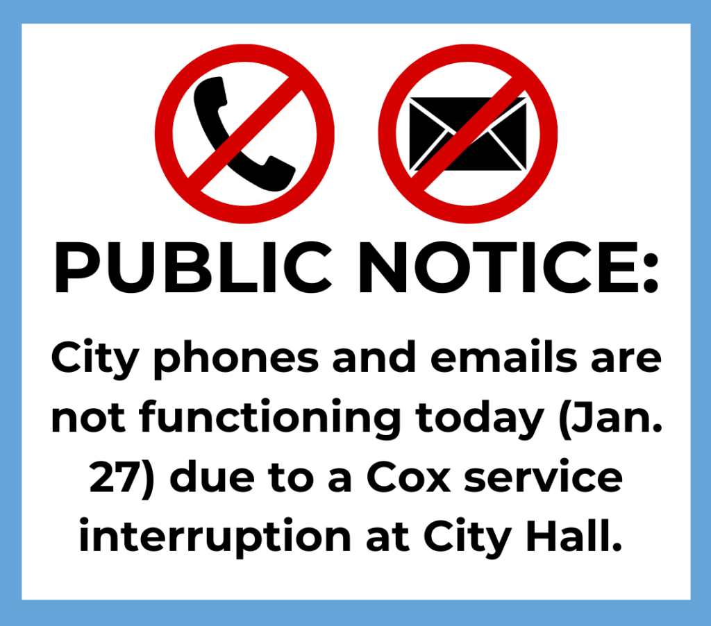 Jan. 27 phone & email outage at City Hall