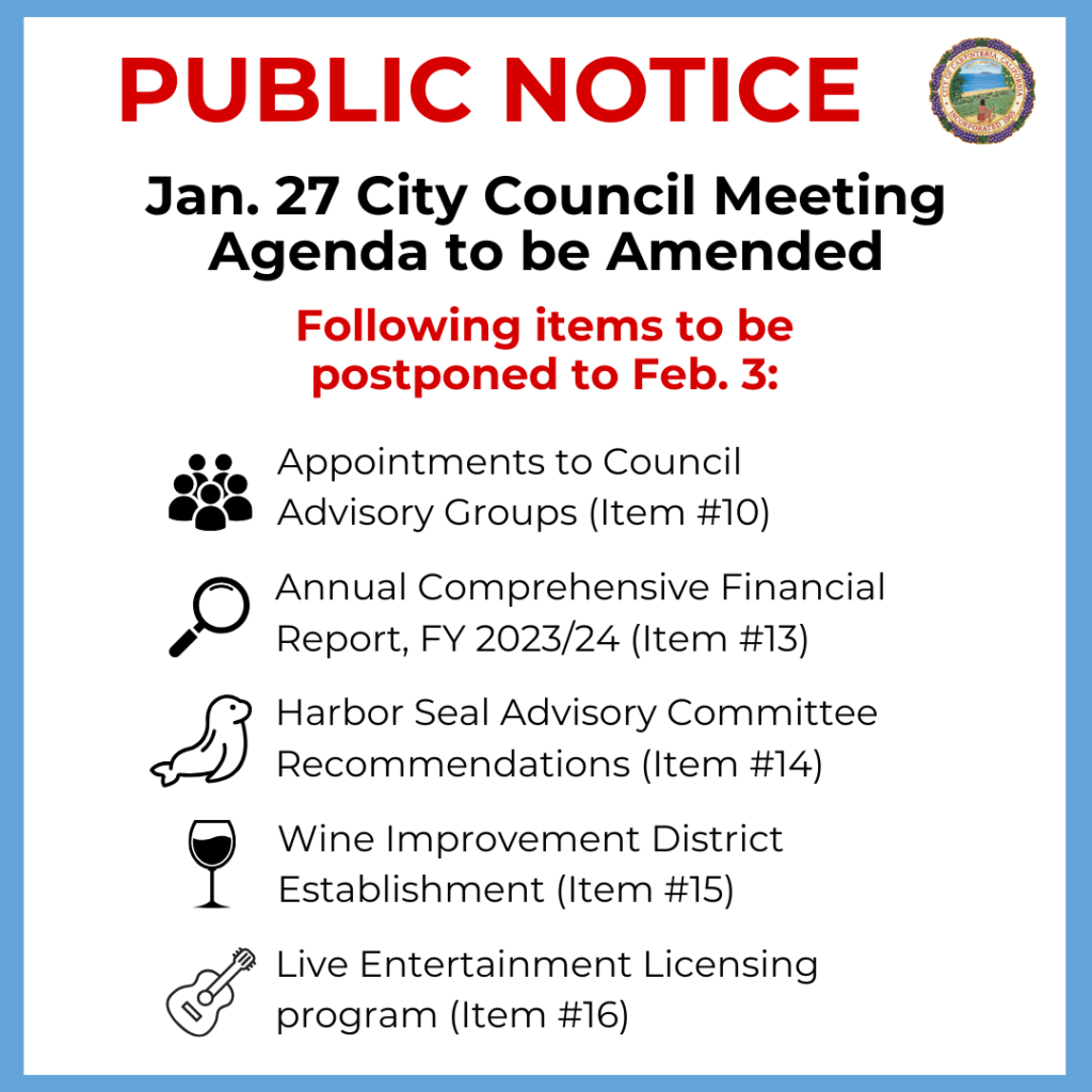 Council to postpone Jan. 27 agenda items