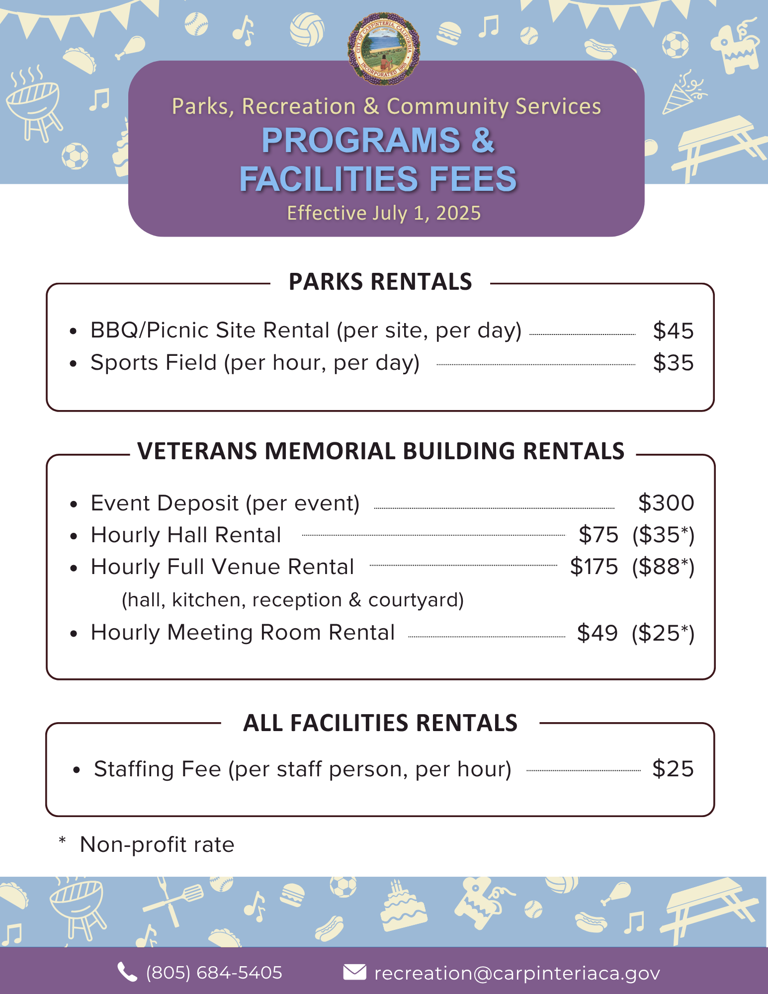 schedule of new rates starting july 1